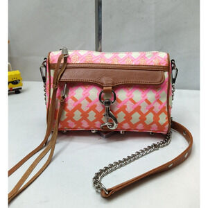 Rebecca Minkoff Mini MAC Pink Leather Zipper Closure Chain Strap Crossbody Bag